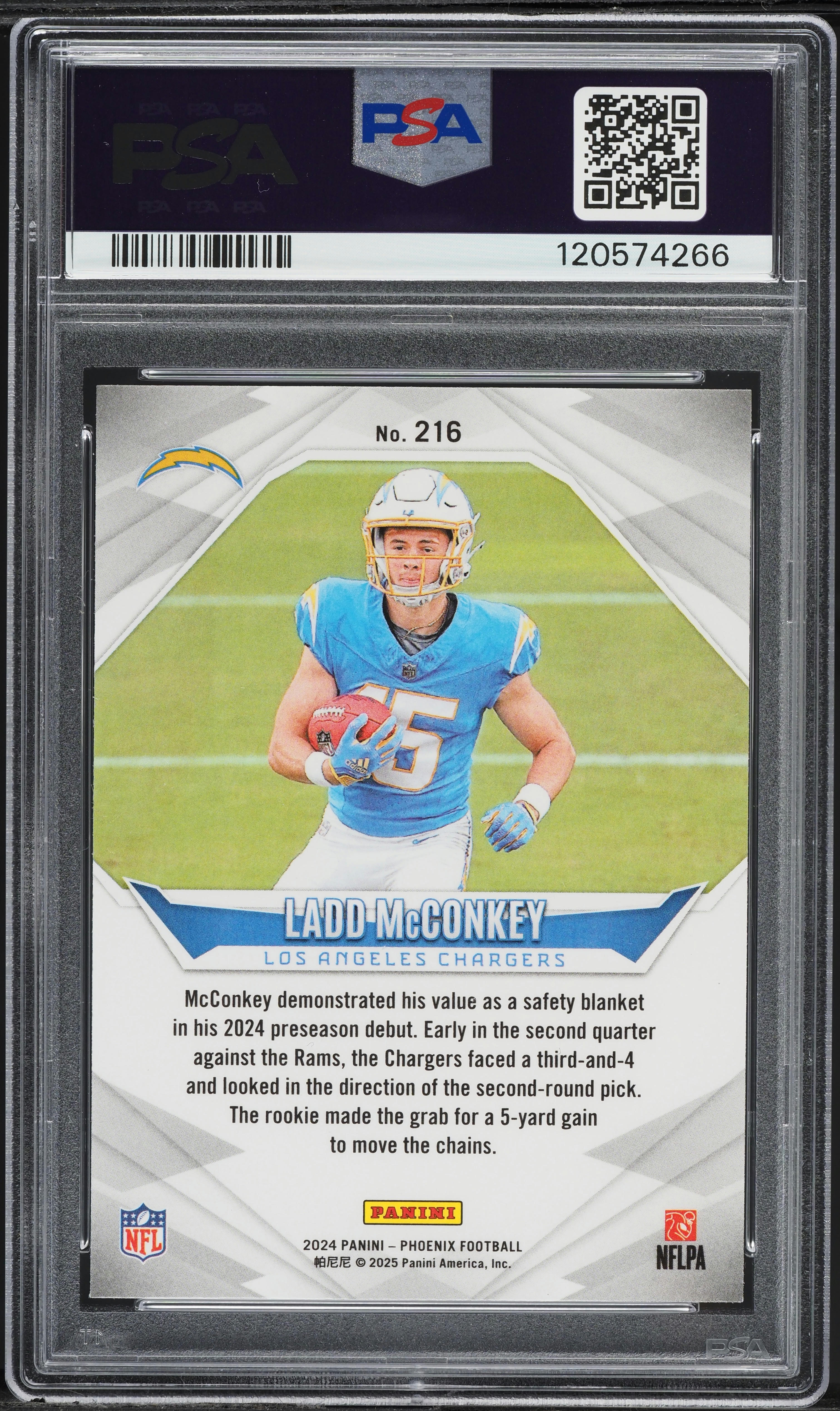 2024 Panini Phoenix Purple Ladd McConkey ROOKIE #216 PSA 10 GEM
