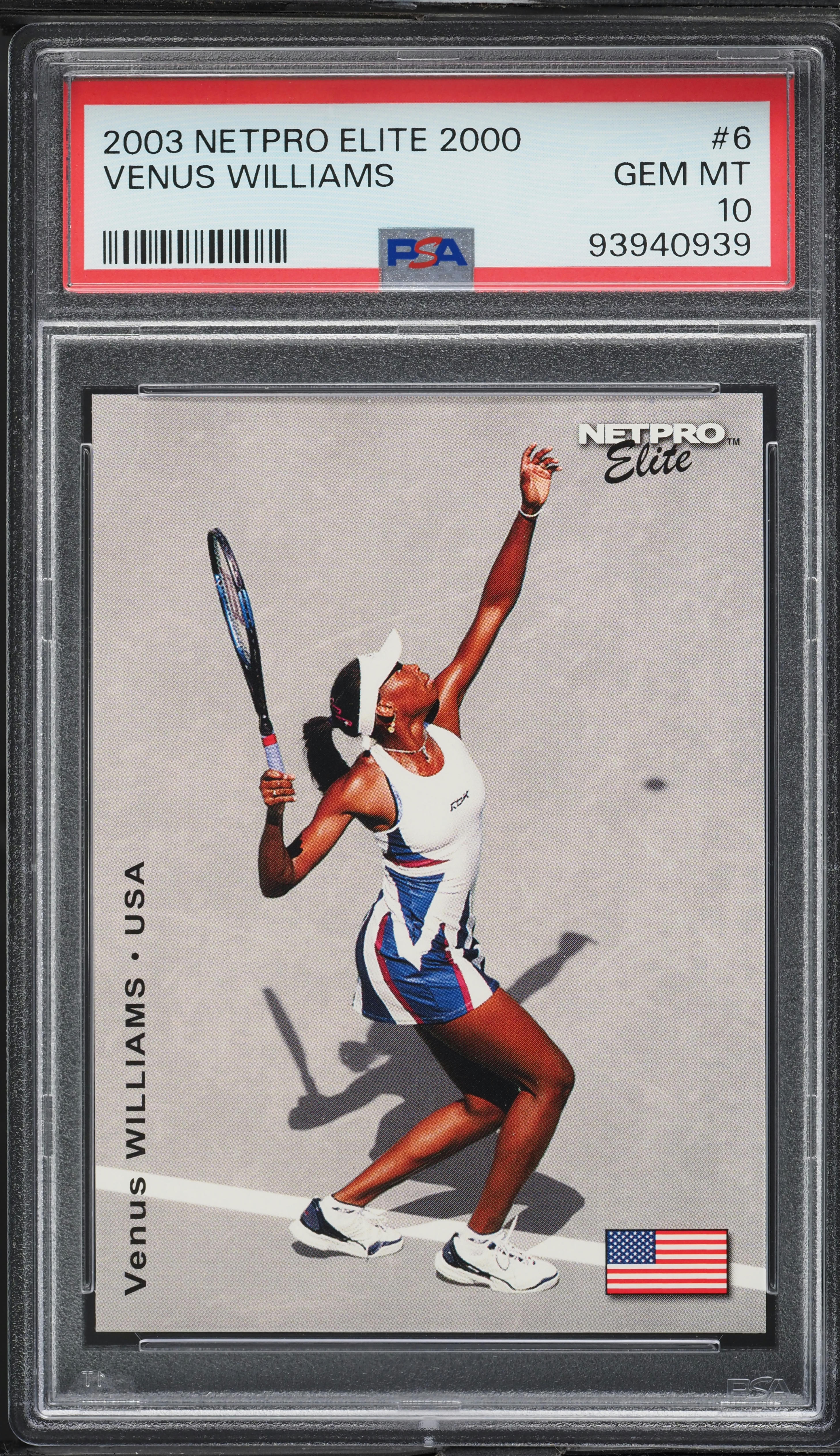 2003 Netpro Elite Venus Williams ROOKIE /2000 #6 PSA 10 GEM MINT