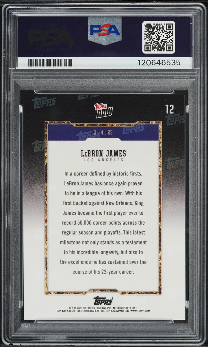 2024 Topps Now LeBron James #12 PSA 10 GEM MINT