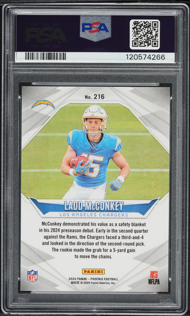 2024 Panini Phoenix Purple Ladd McConkey ROOKIE #216 PSA 10 GEM
