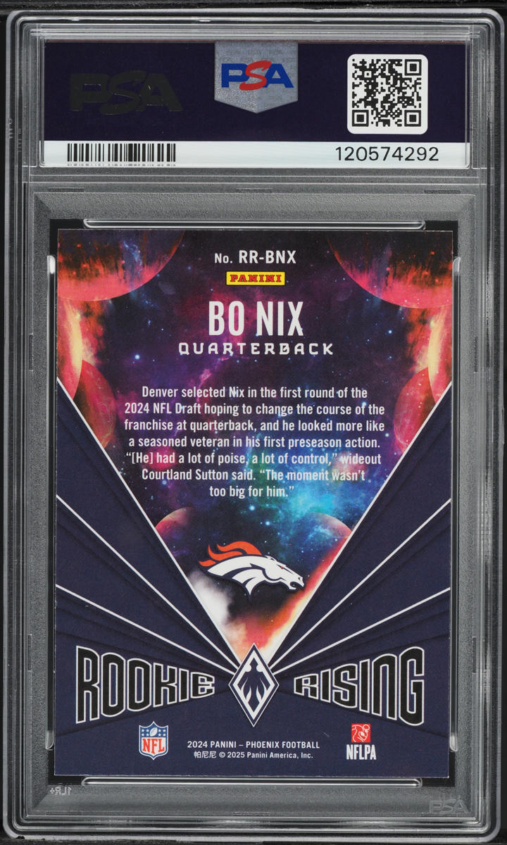 2024 Panini Phoenix Rookie Rising Bo Nix ROOKIE #RR-BNX PSA 10 GEM MINT