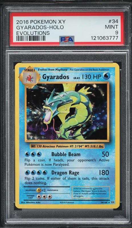 2016 Pokemon XY Evolutions Holo Gyarados #34 PSA 9 MINT