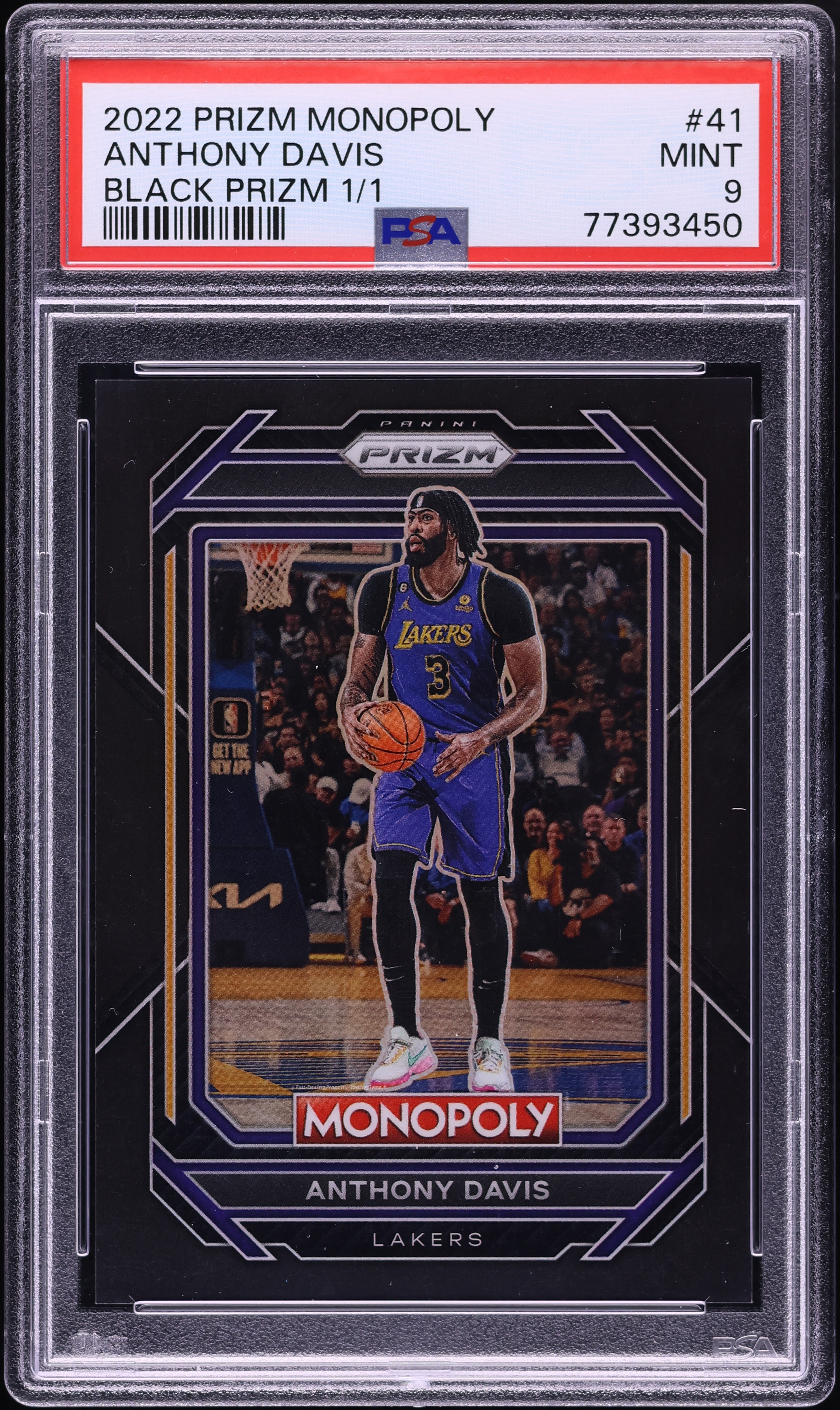 2022 Panini Prizm Monopoly Black Anthony Davis 1/1 #41 PSA 9 MINT