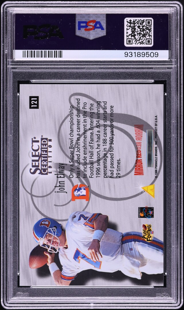 1996 Select Certified Premium Stock Mirror Red John Elway #121 PSA 9 MINT