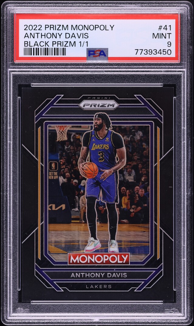 2022 Panini Prizm Monopoly Black Anthony Davis  1/1 #41 PSA 9 MINT