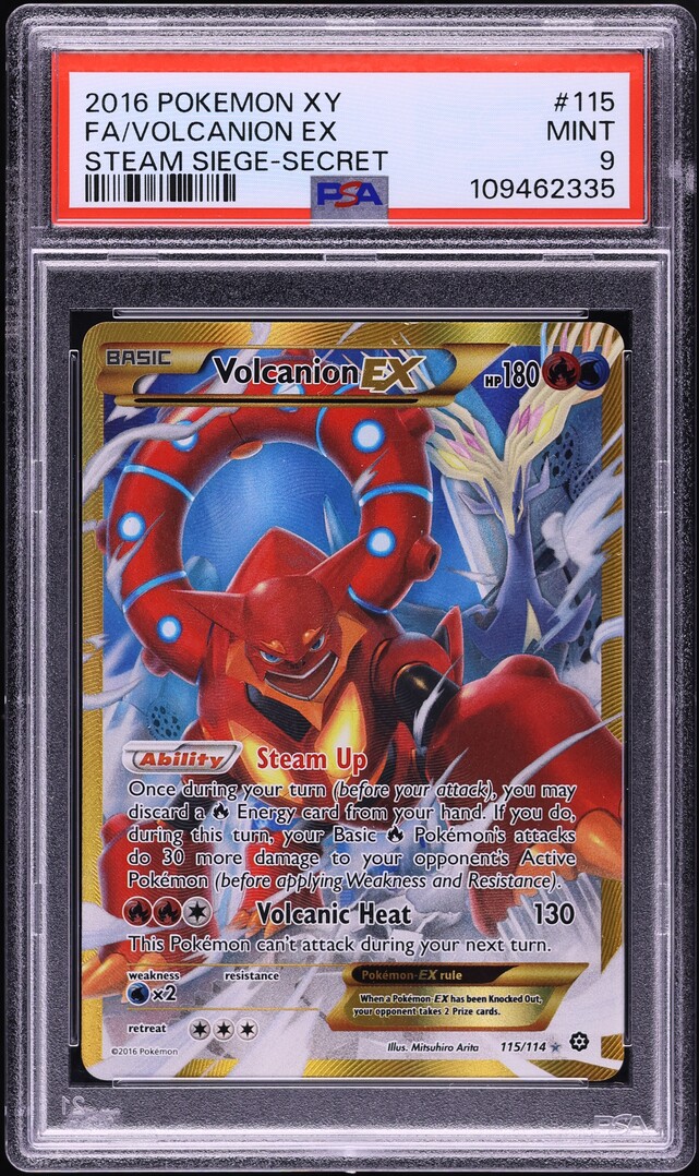2016 Pokemon XY Steam Siege Secret Rare Volcanion EX #115 PSA 9 MINT
