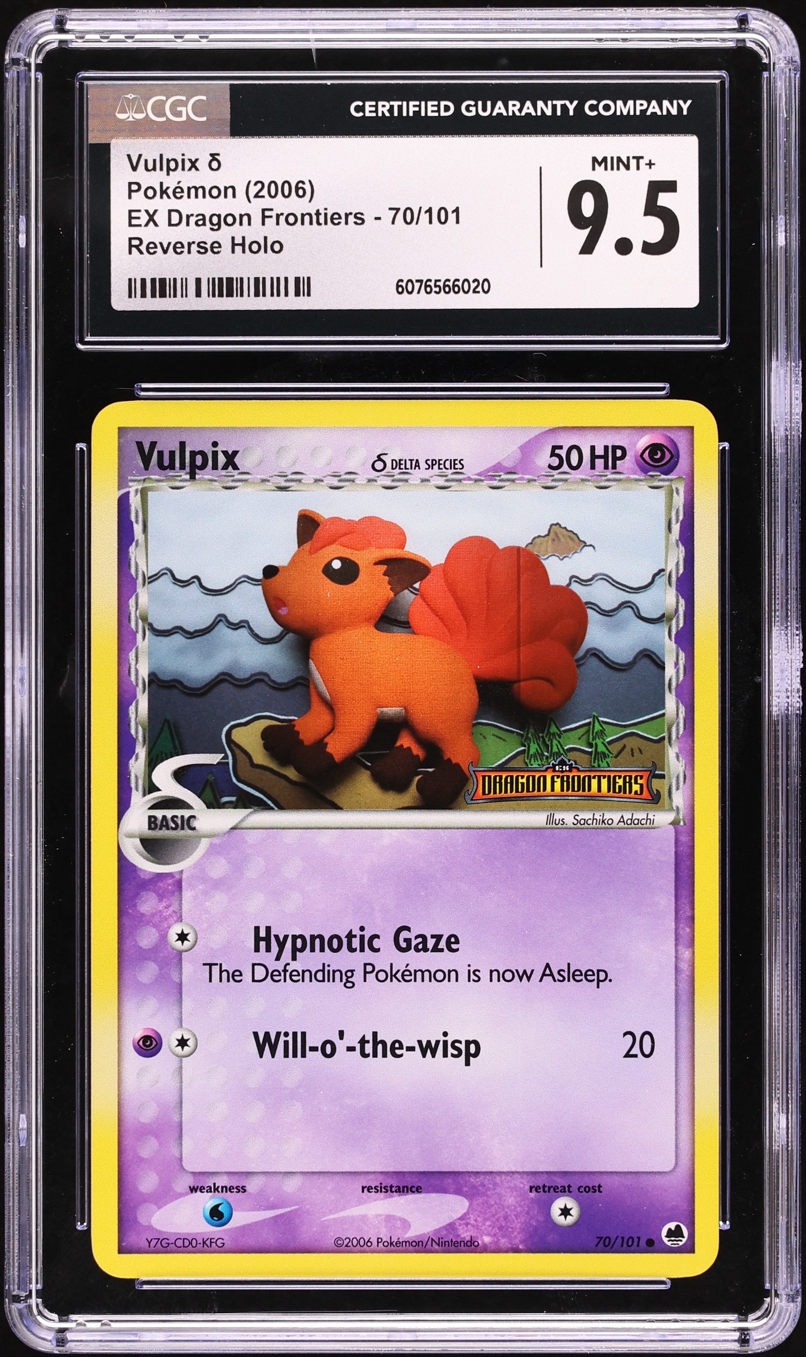 2006 Pokemon EX Dragon Frontiers Reverse Holo Vulpix #70 CGC 9.5