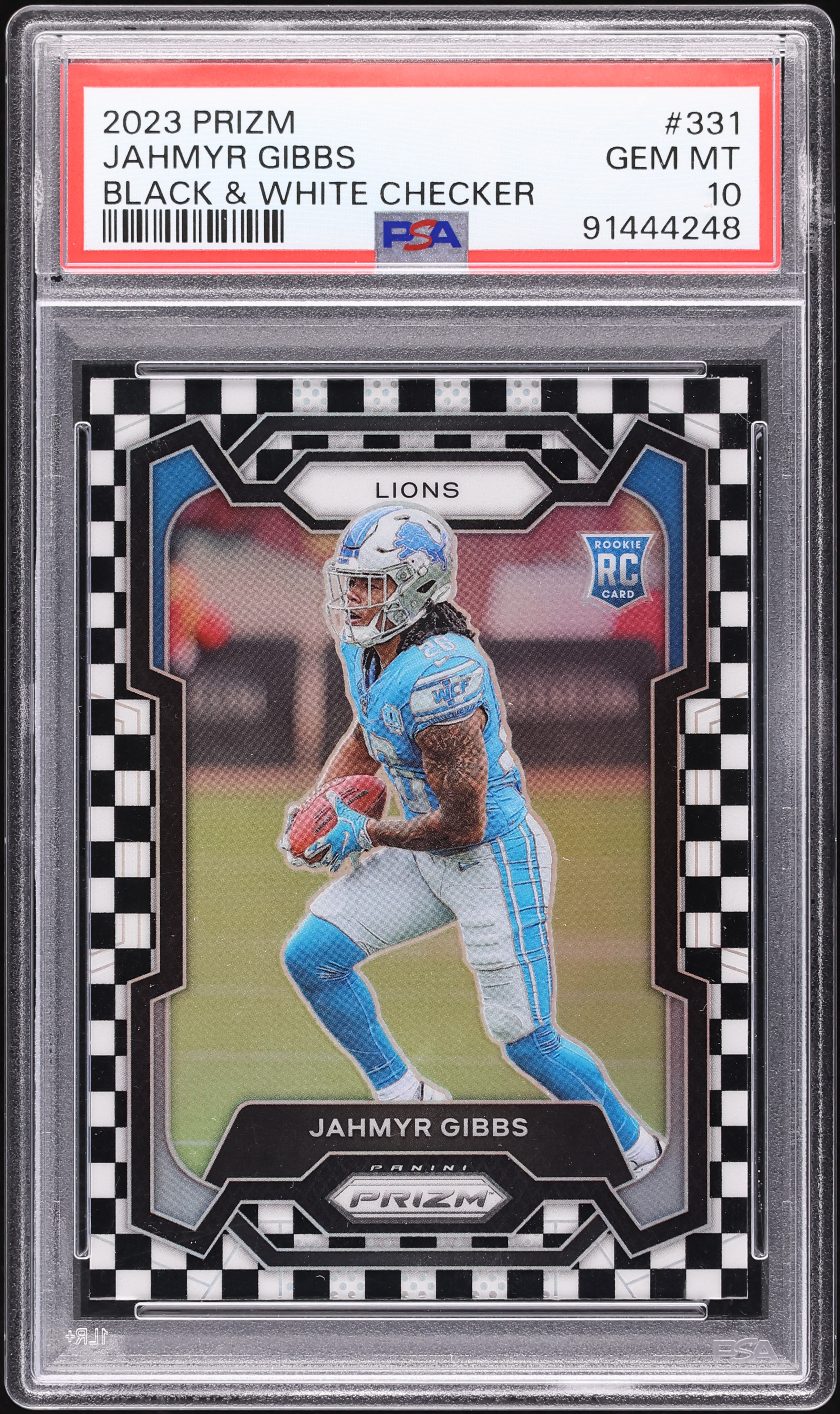 2023 Panini Prizm Black & White Checker Jahmyr Gibbs ROOKIE #331