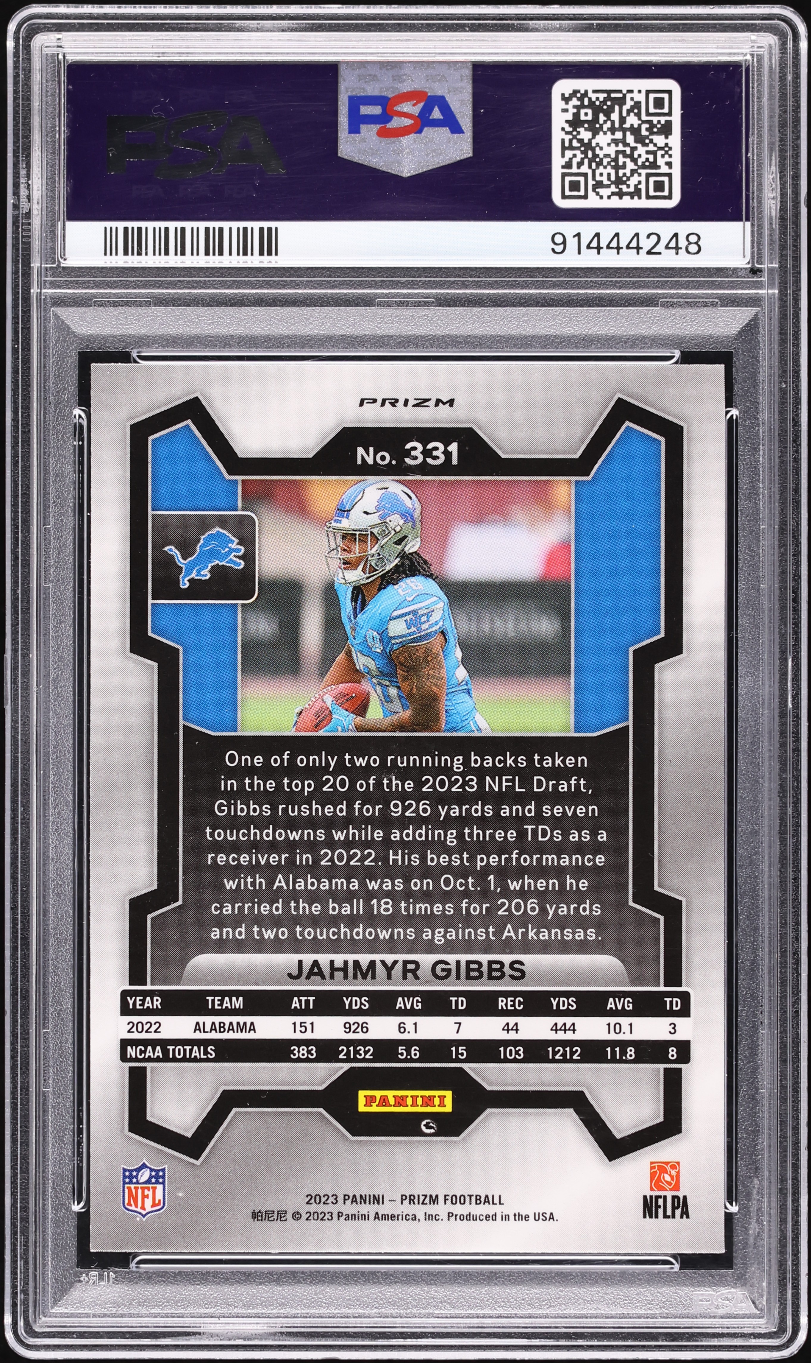 2023 Panini Prizm Black & White Checker Jahmyr Gibbs ROOKIE #331
