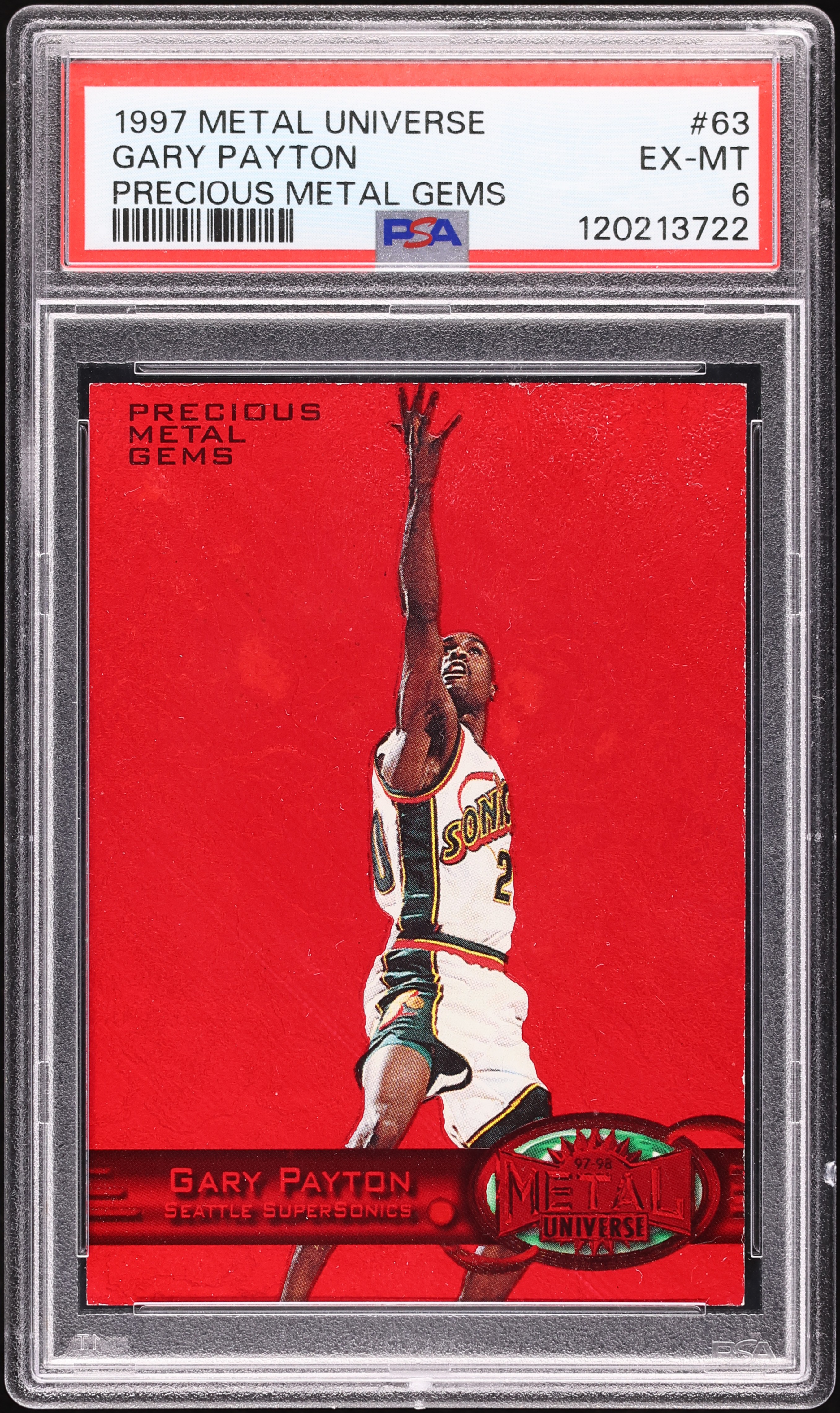 1997 Metal Universe Basketball Red Gary Payton #63 PSA 5.5