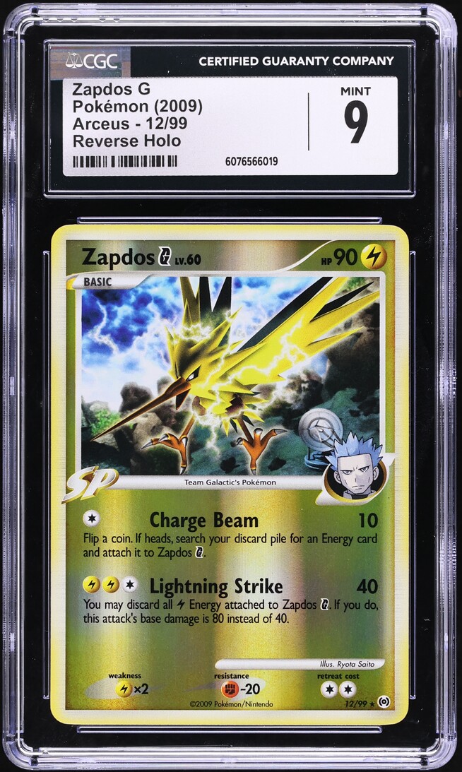 2009 Pokemon Platinum Arceus Reverse Holo Zapdos G #12 CGC 9 MINT