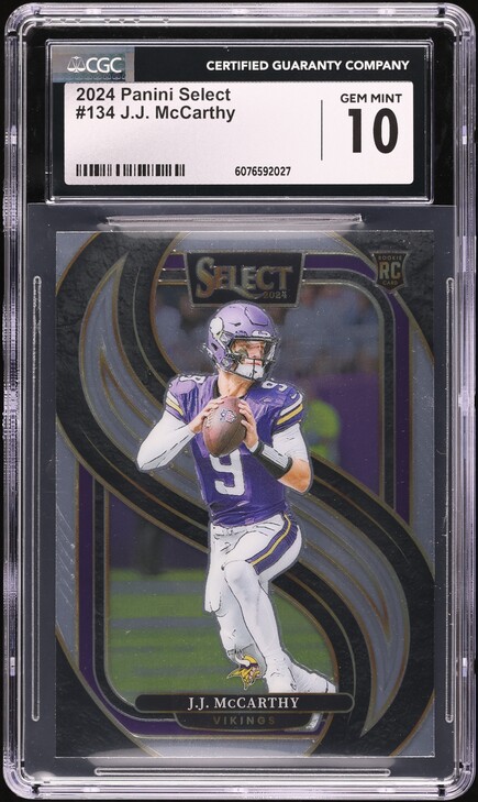 2024 Select Premier Level J.J. McCarthy ROOKIE #134 CGC 10 GEM