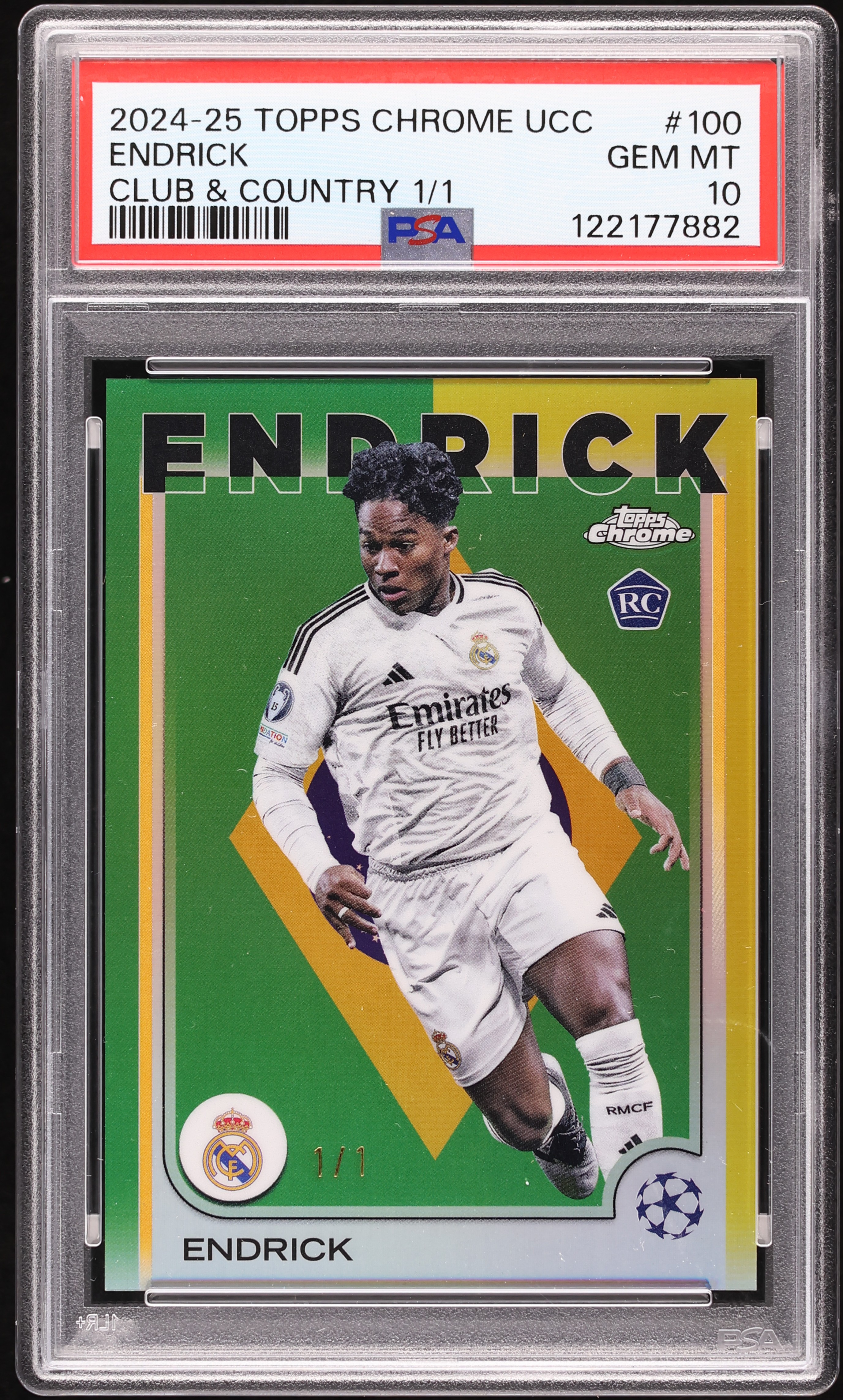 2024 Topps Chrome UCC Club & Country Endrick ROOKIE 1/1 #100 PSA 