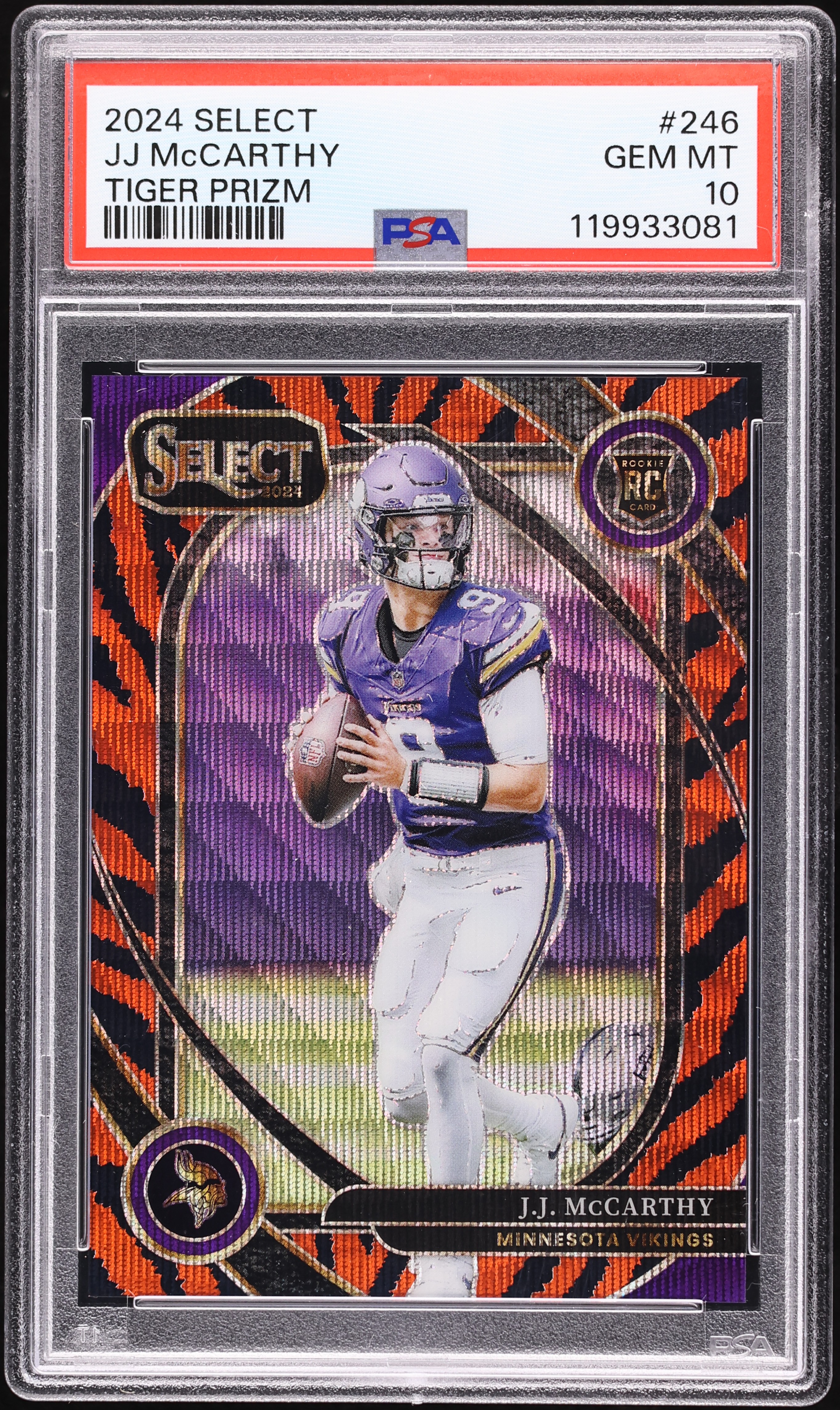 2024 Select Club Level Tiger Prizm JJ McCarthy ROOKIE #246 PSA 10