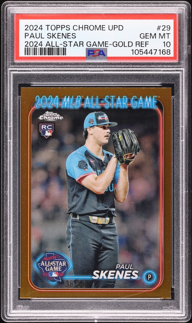 2024 Topps Chrome Update All-Star Game Gold Ref Paul Skenes ROOKIE /50 PSA 10