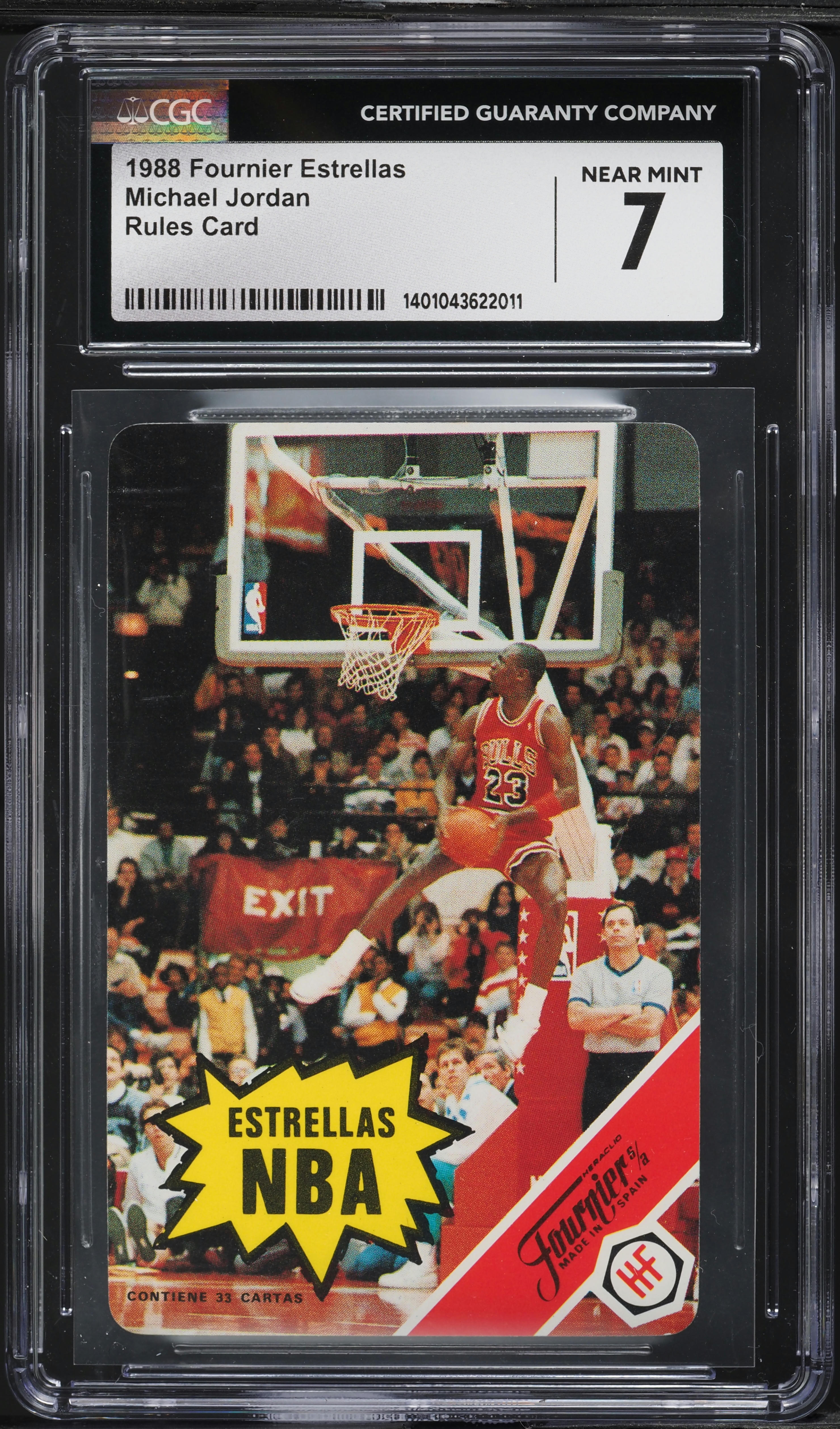 1988 Fournier NBA Estrellas Rules Card Michael Jordan CGC 7 NRMT 