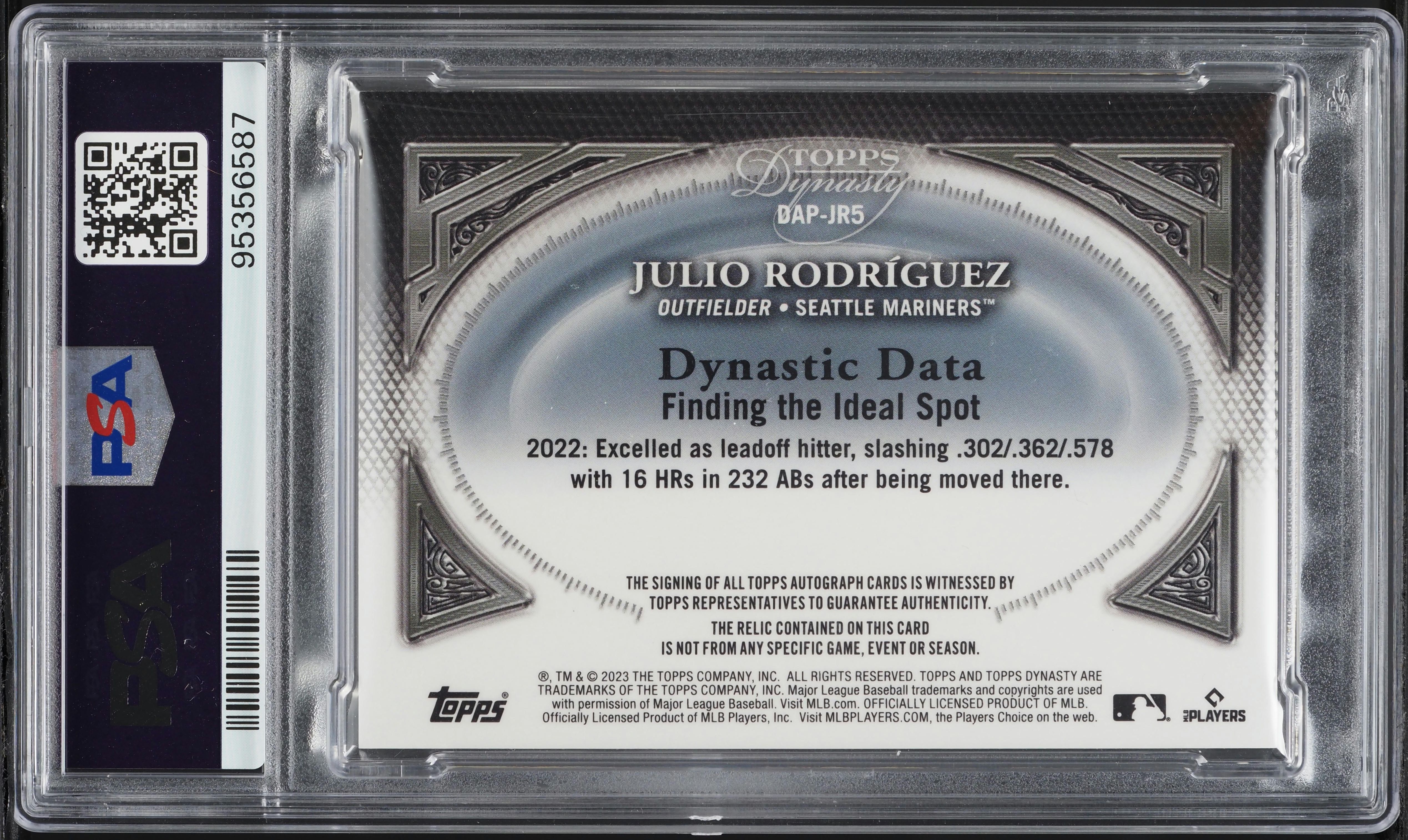 2023 Topps Dynasty Julio Rodriguez PATCH AUTO /10 #DAPJR5 PSA 9 