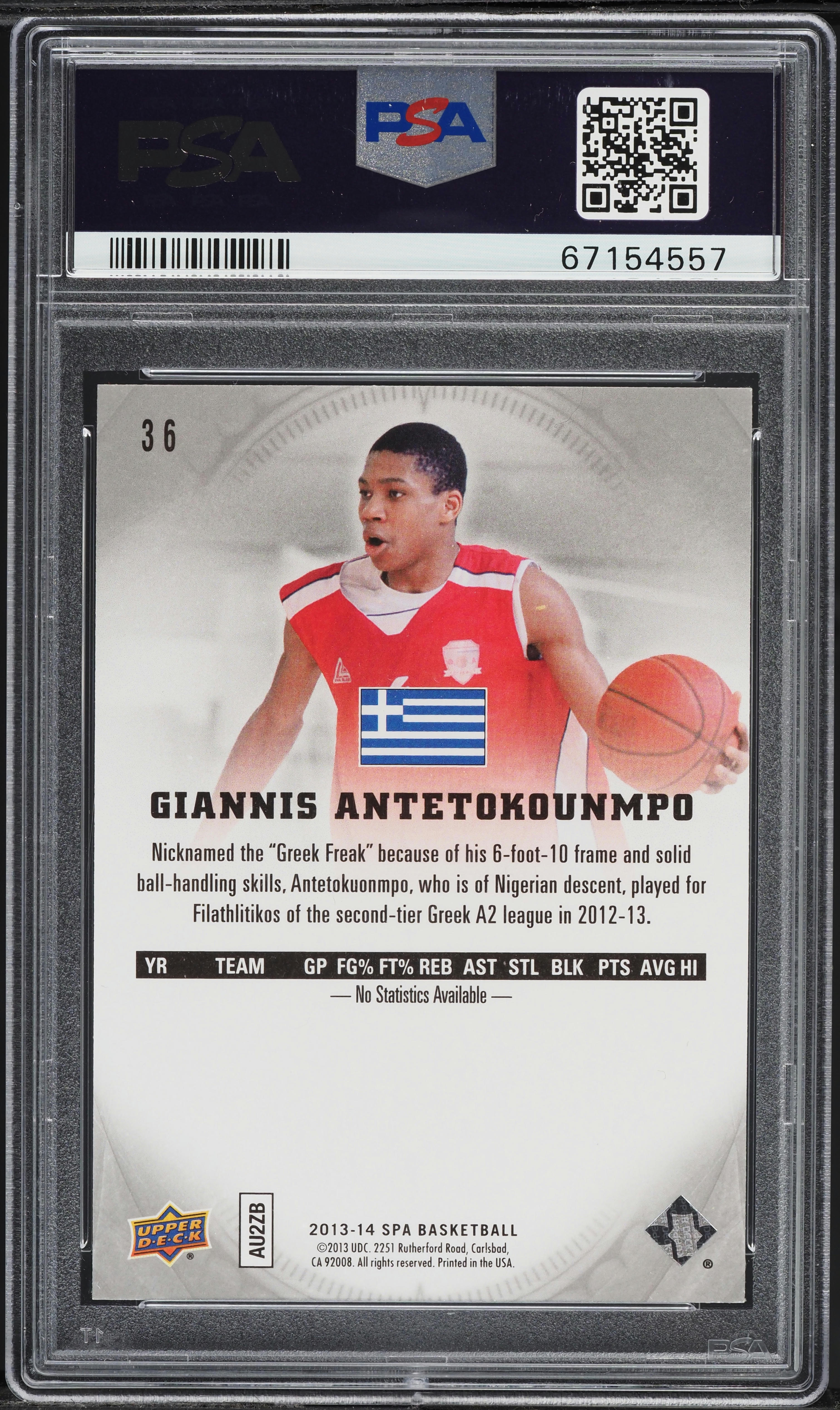 2013 SP Authentic Giannis Antetokounmpo ROOKIE #36 PSA 9 MINT on