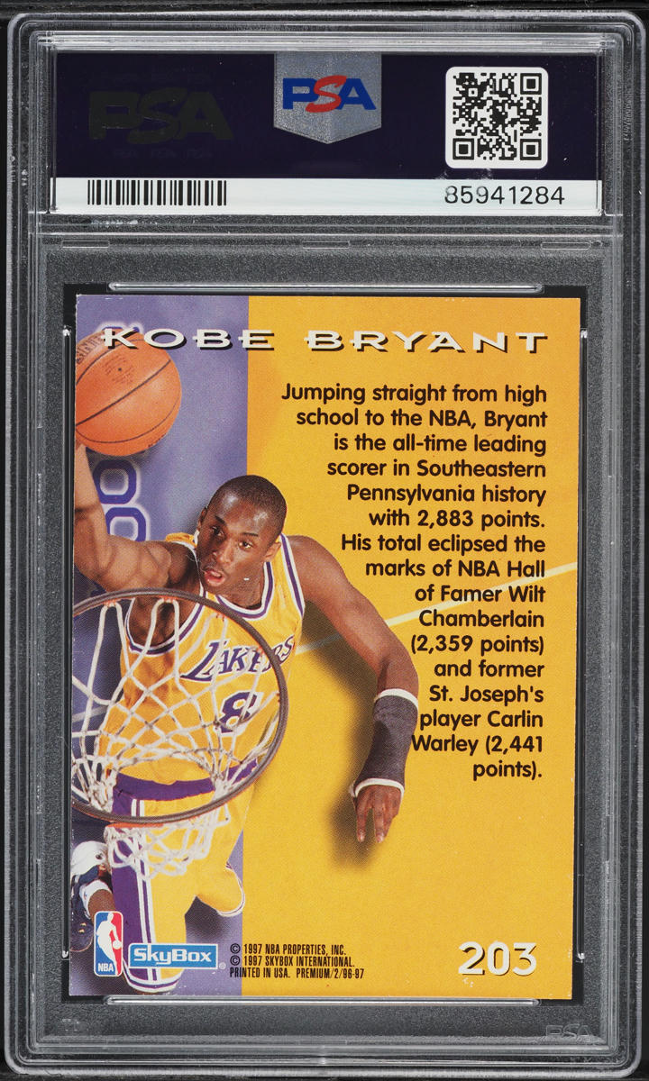 1996 Skybox Premium Kobe Bryant ROOKIE #203 PSA 9 MINT