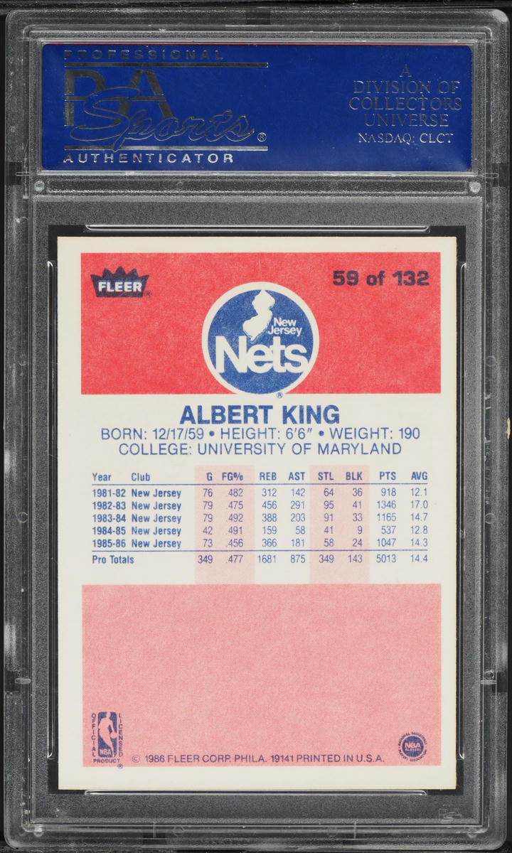 1986 Fleer Basketball Albert King #59 PSA 10 GEM MINT
