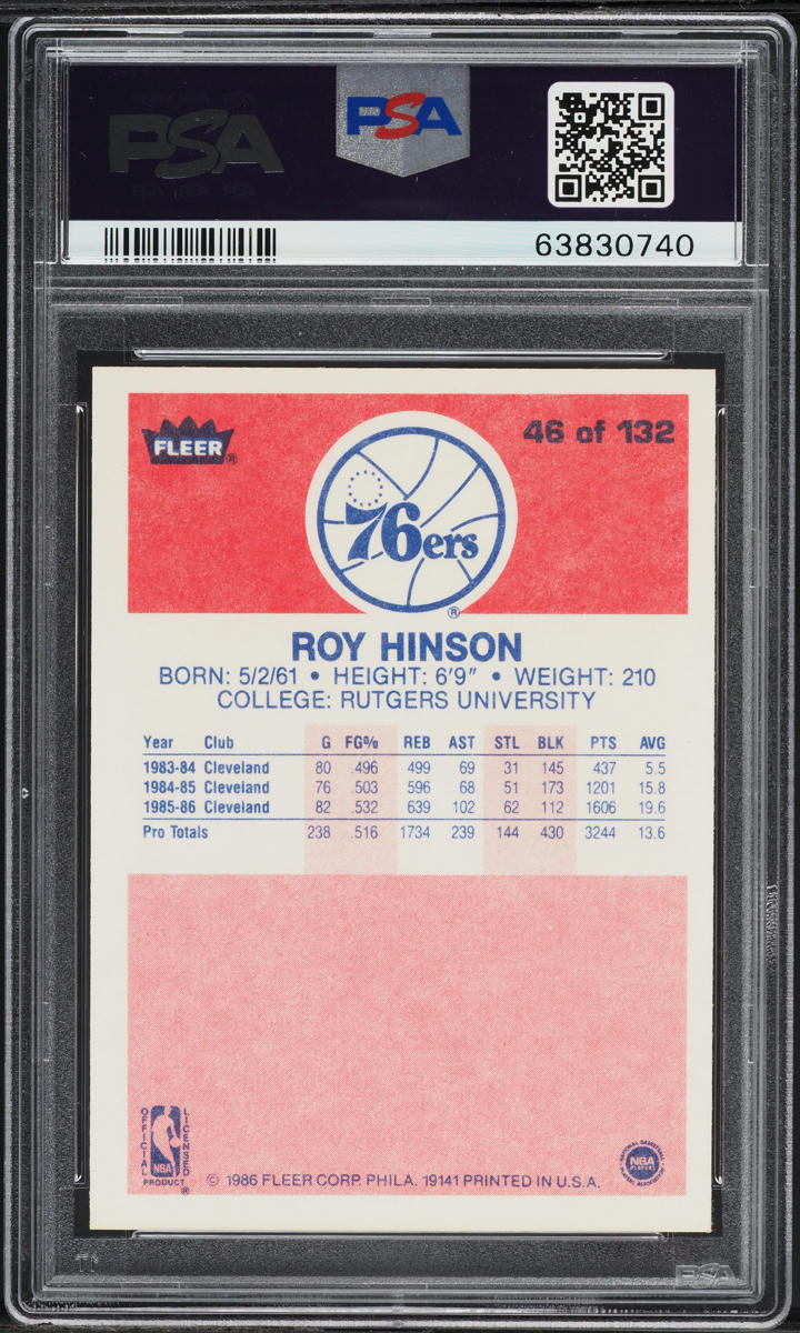 1986 Fleer Basketball Roy Hinson #46 PSA 10 GEM MINT