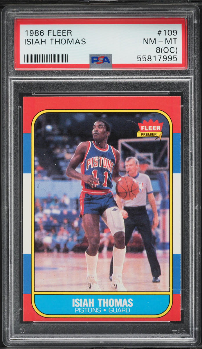1986 Fleer Basketball Isiah Thomas ROOKIE #109 PSA 8(oc) NM-MT