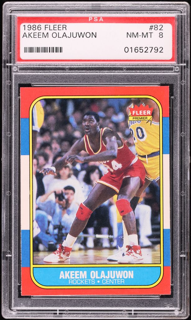 1986 Fleer Basketball Hakeem Olajuwon ROOKIE #82 PSA 8 NM-MT