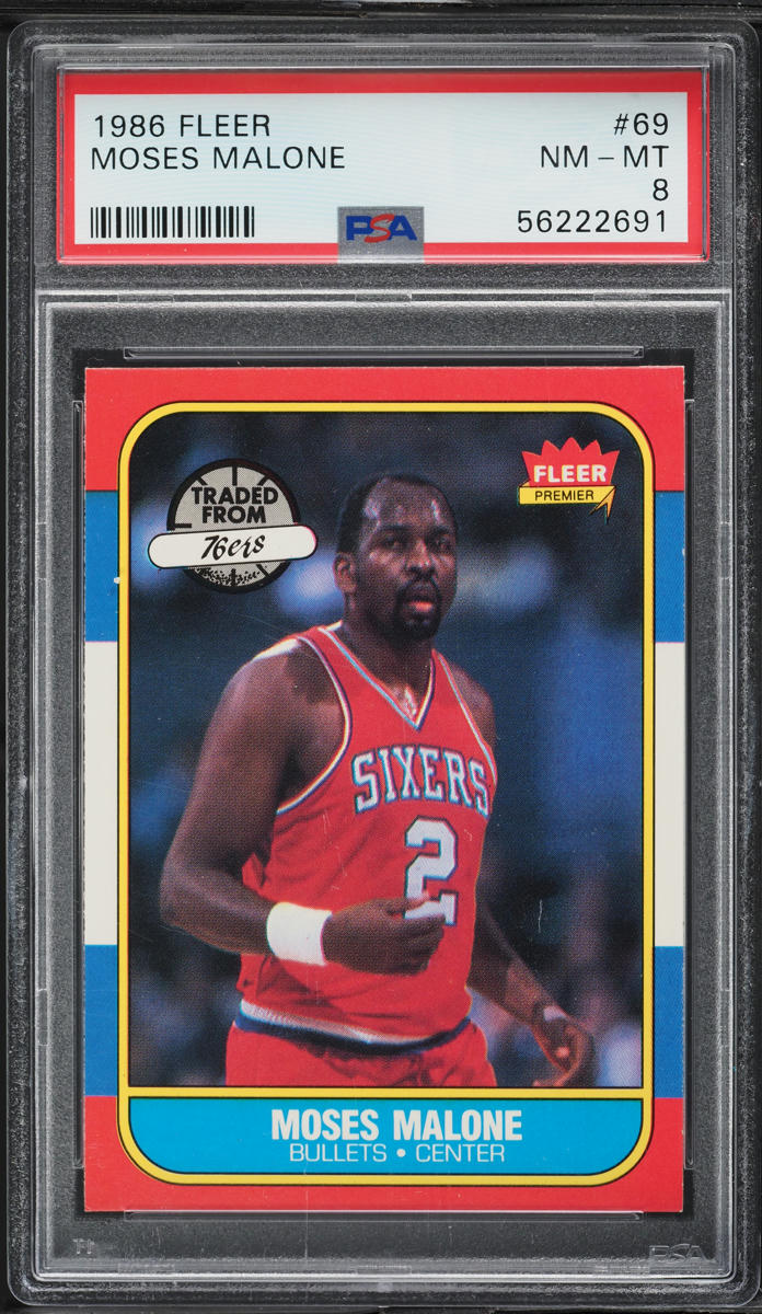1986 Fleer Basketball Moses Malone #69 PSA 8 NM-MT on Fanatics Collect