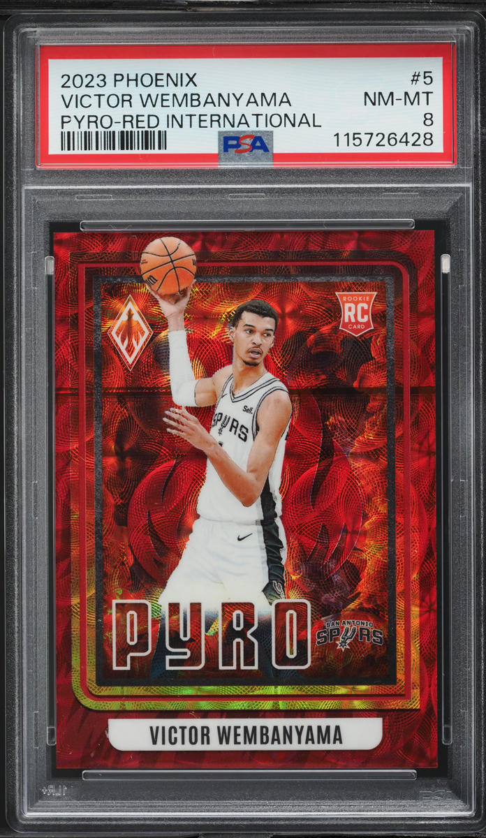2023 Panini Phoenix Pyro Red International Victor Wembanyama ROOKIE /75 #5 PSA 8