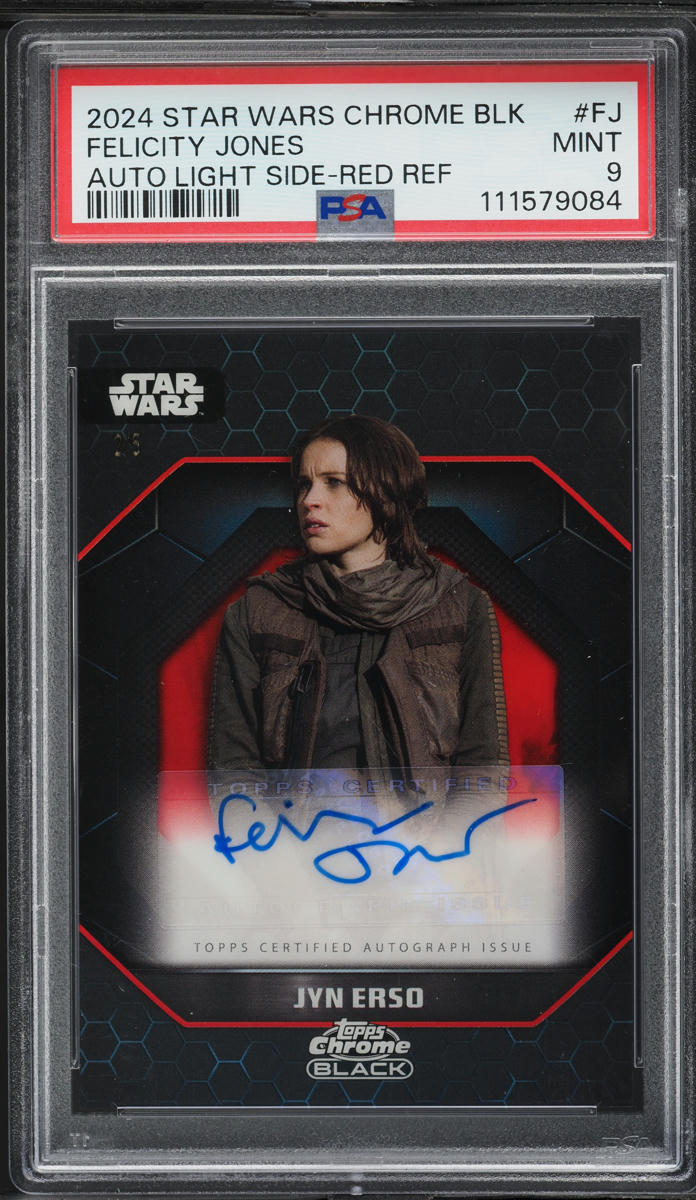 2024 Topps Chrome Star Wars Black Light Side Red Refractor Felicity Jones AUTO /5 PSA 9 MINT