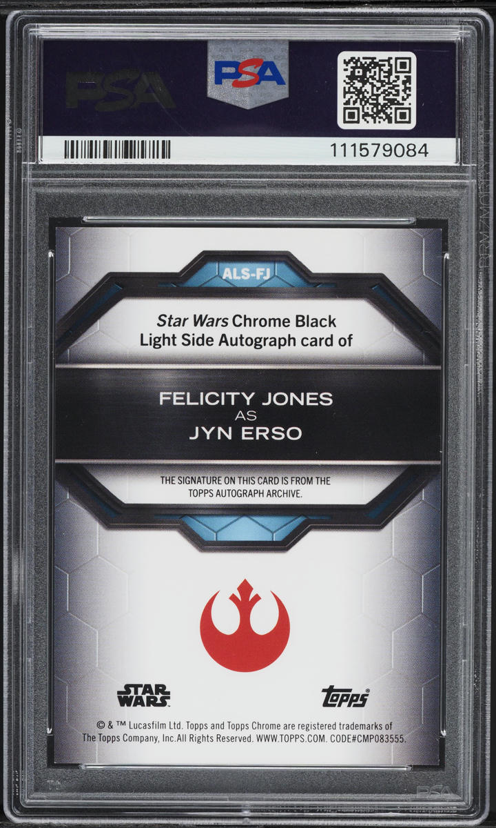 2024 Topps Chrome Star Wars Black Light Side Red Refractor Felicity Jones AUTO /5 PSA 9 MINT
