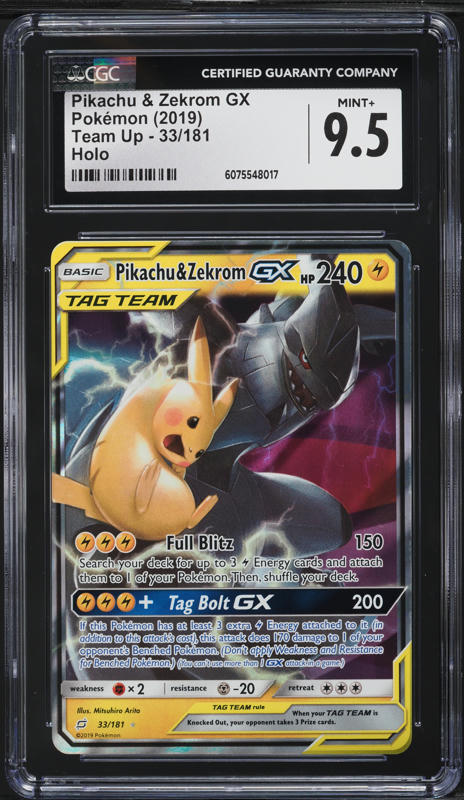 2019 Pokemon Sun & Moon Team Up Pikachu & Zekrom GX #33 CGC 9.5