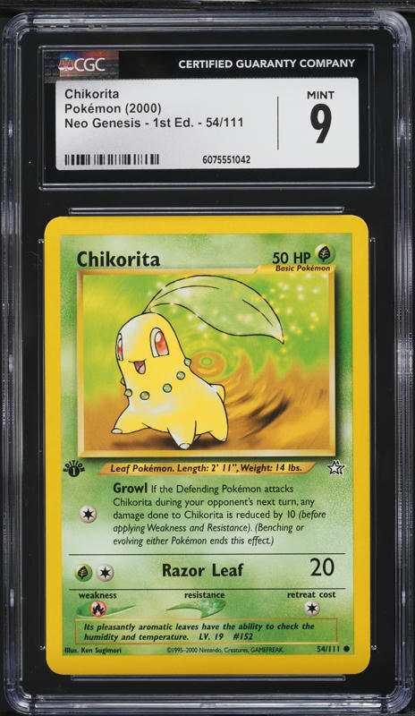 2000 Pokemon Neo Genesis 1st Edition Chikorita #54 CGC 9 MINT