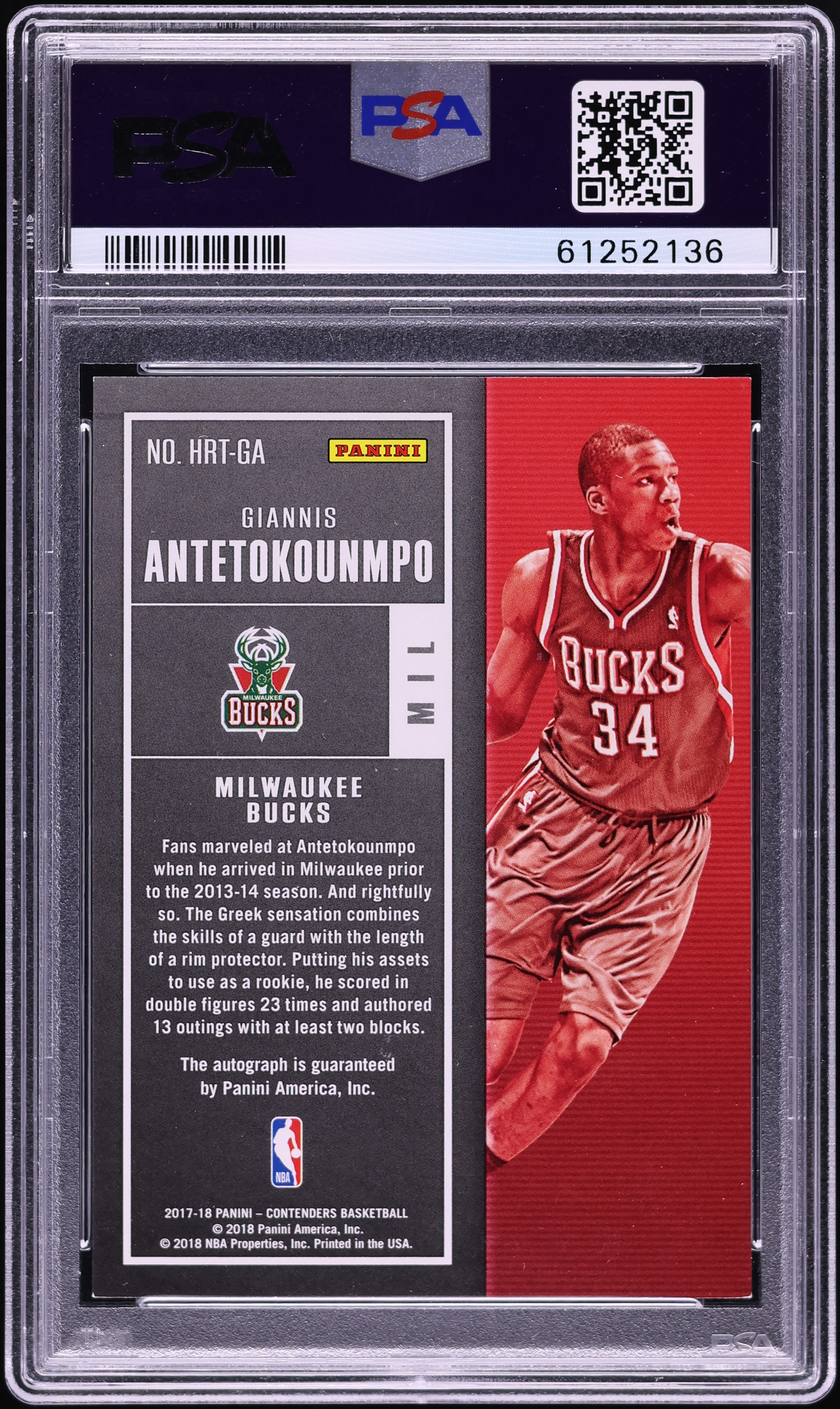 2017 Panini Contenders Playoff Ticket Giannis Antetokounmpo AUTO