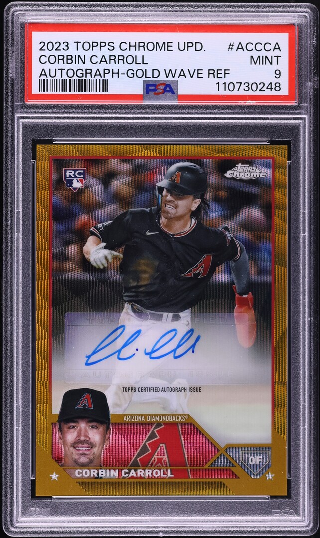2023 Topps Chrome Update Gold Wave Refractor Corbin Carroll RC AUTO /50 PSA 9
