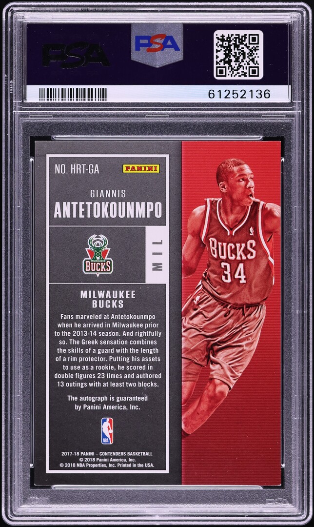 2017 Panini Contenders Playoff Ticket Giannis Antetokounmpo AUTO
