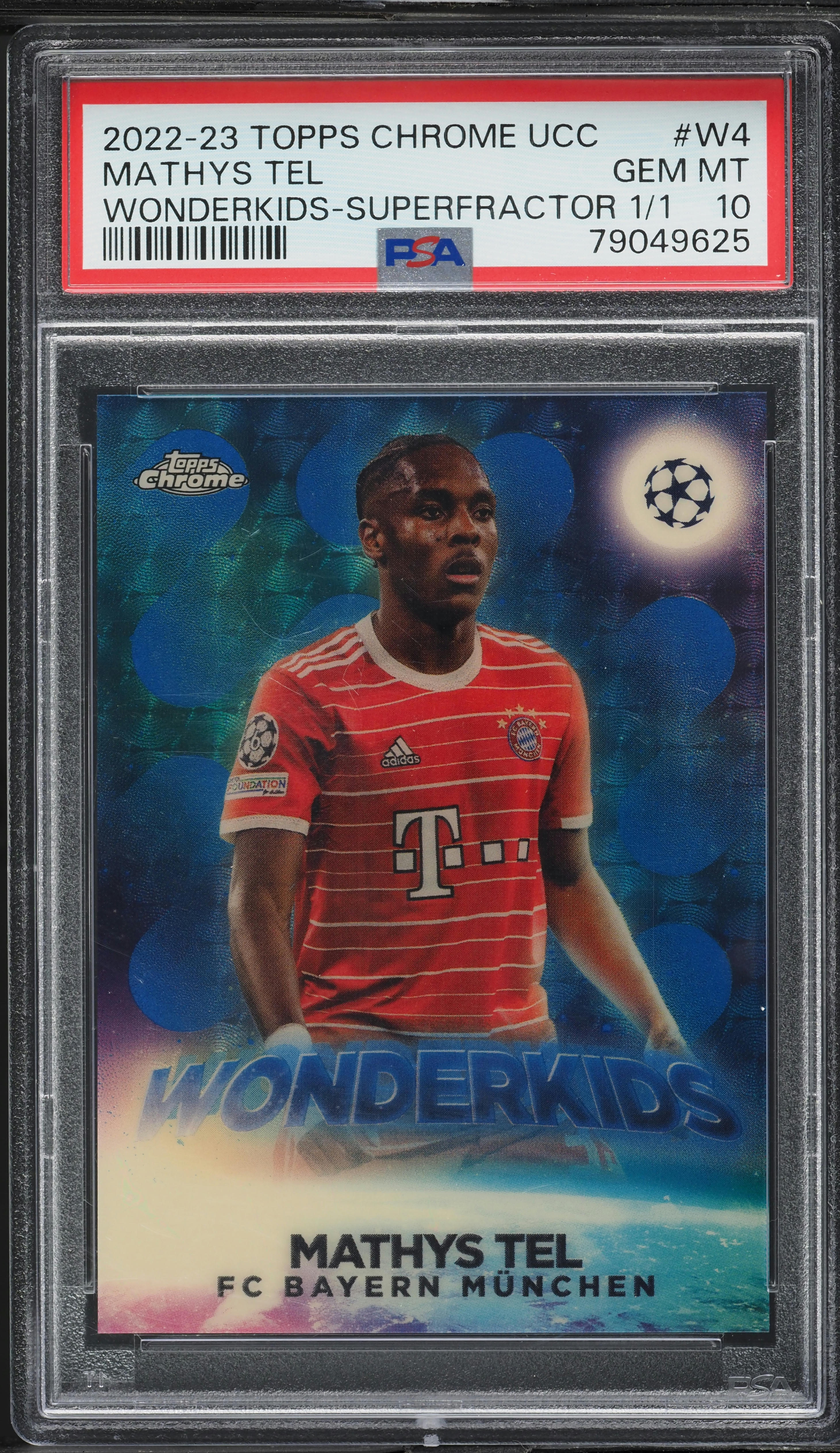 2022 Topps Chrome UEFA CC Wonderkids Superfractor Mathys Tel 1/1