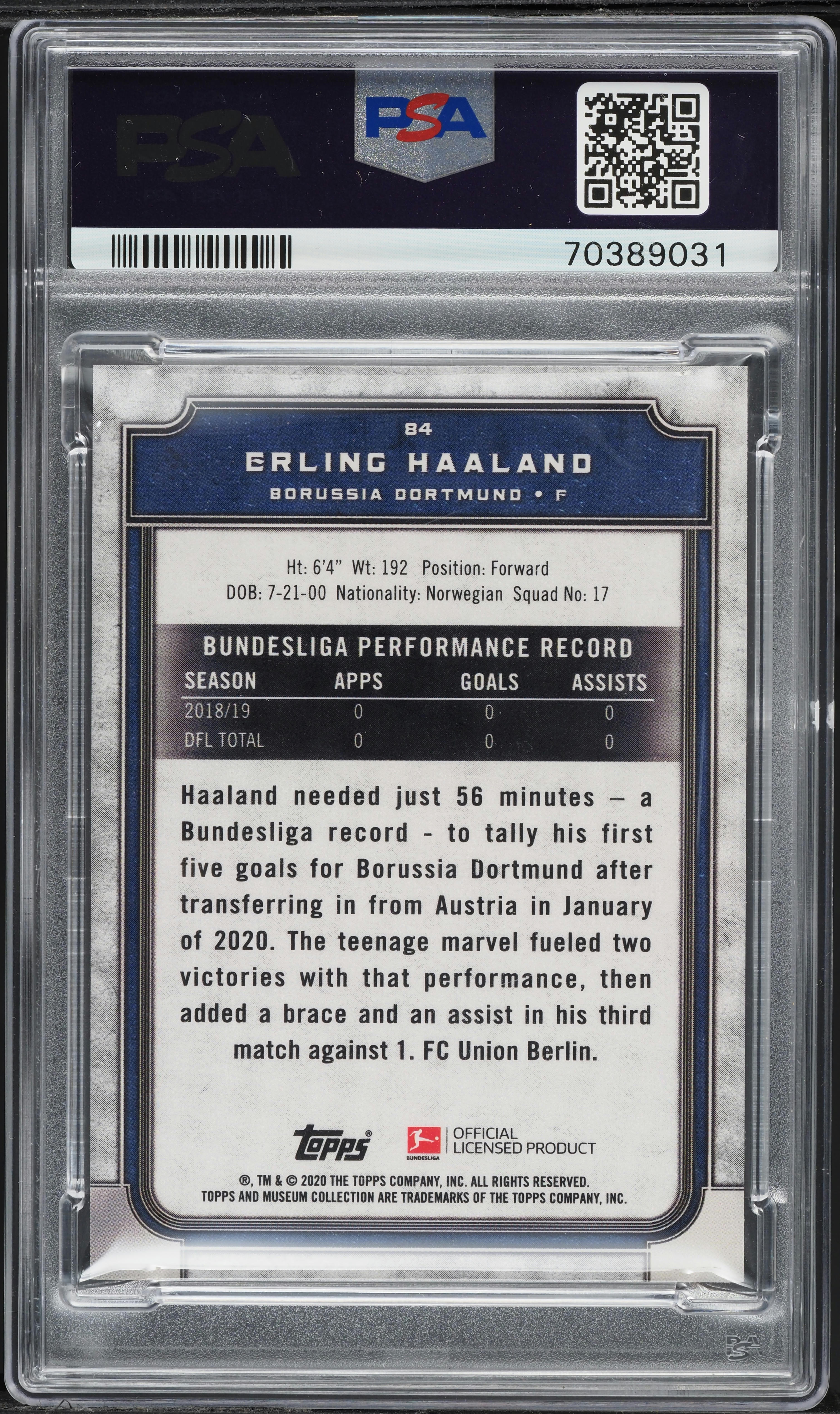 2019 Topps Museum Collection Bundesliga Ruby Erling Haaland ROOKIE