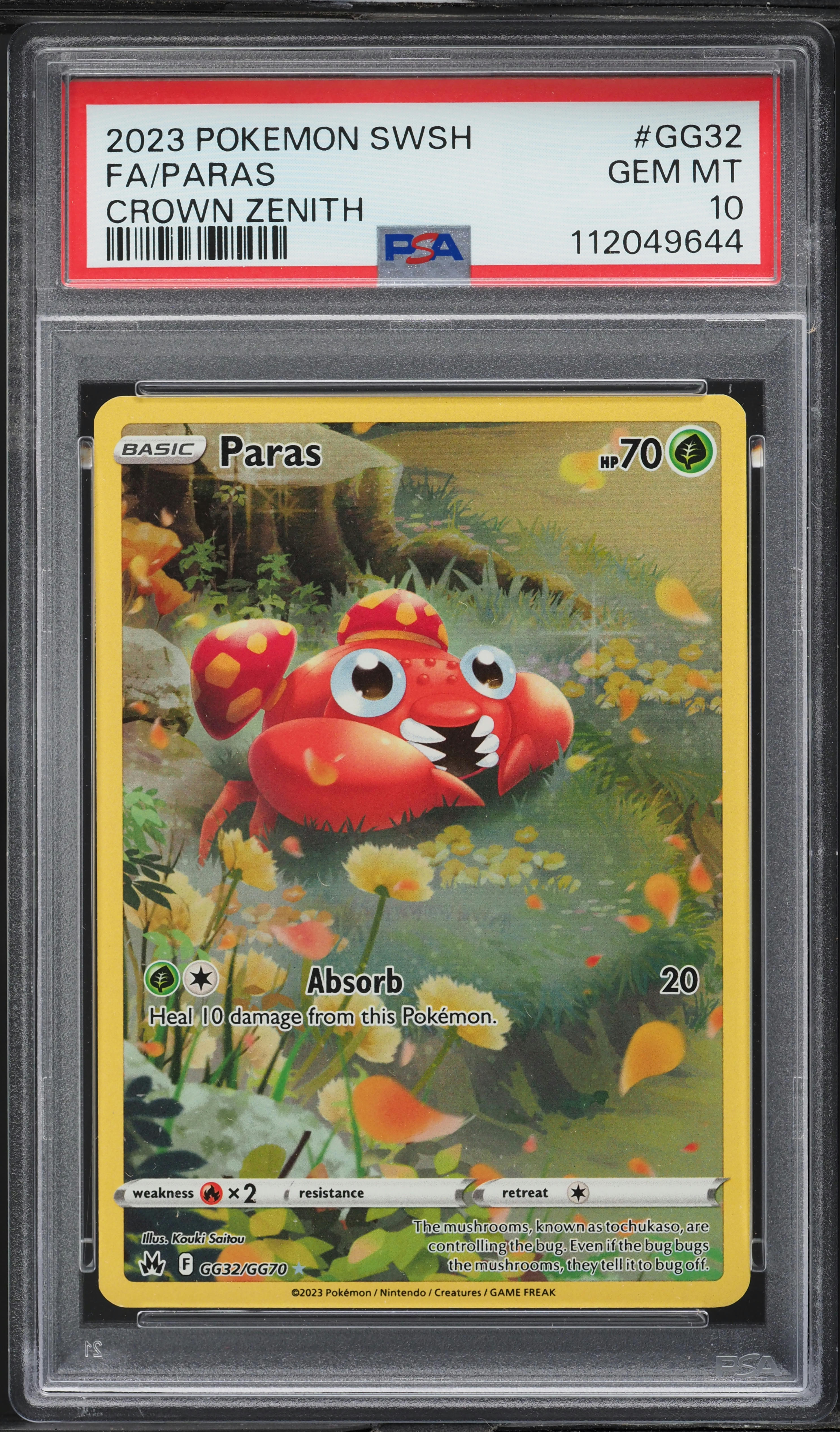 2023 Pokemon Sword & Shield Crown Zenith Full Art Paras #GG32 PSA