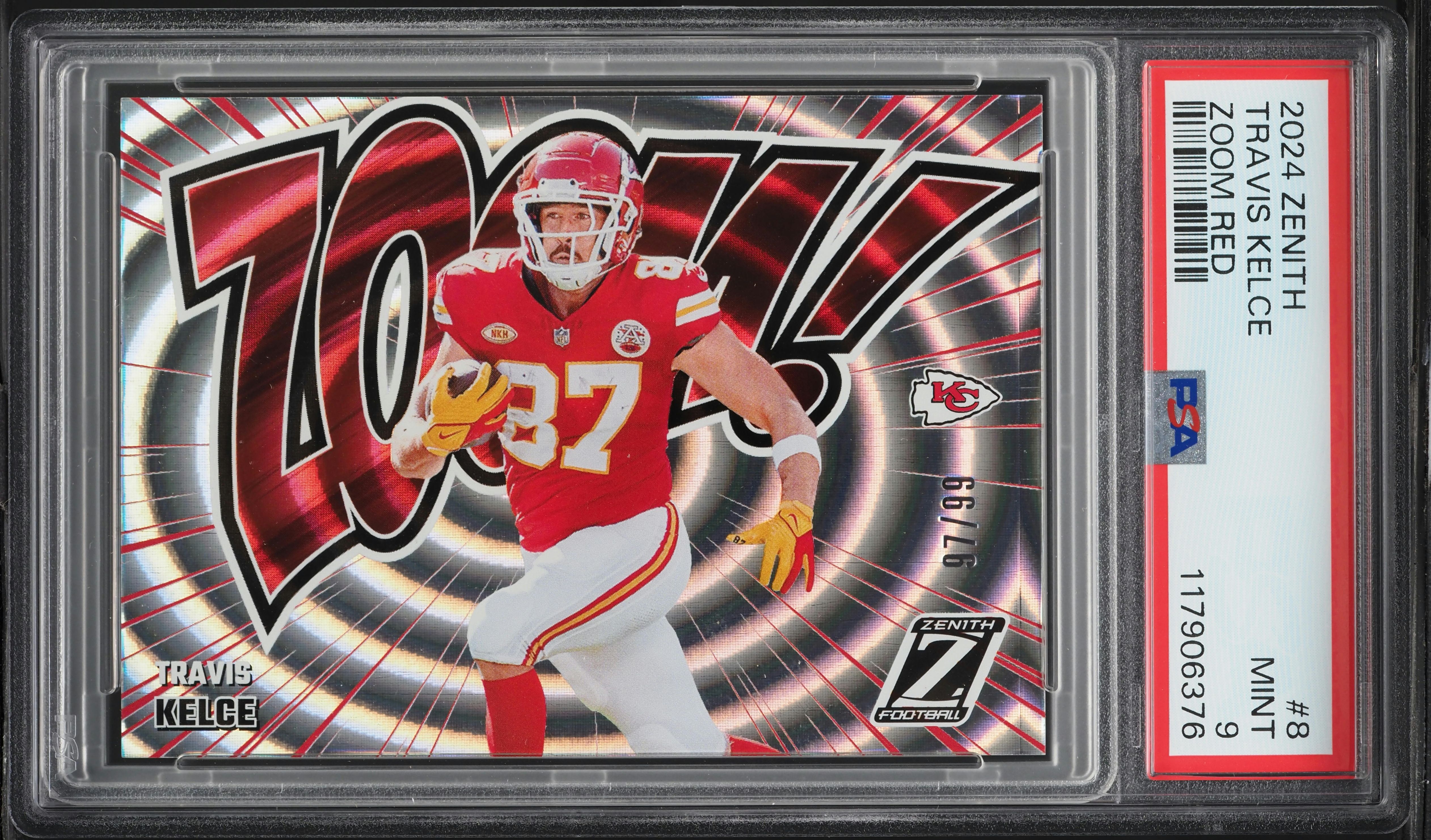 2024 Panini Zenith Zoom Red Travis Kelce /99 #8 PSA 9 MINT on
