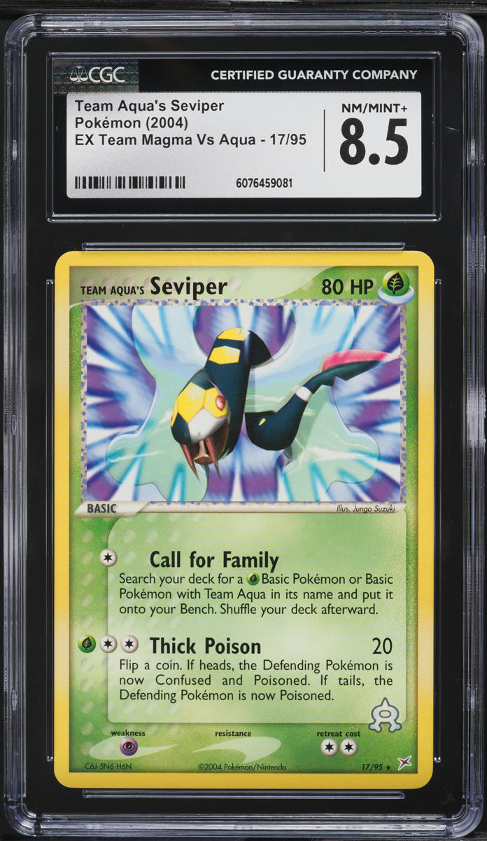 2004 Pokemon EX Team Magma Vs Aqua Team Aqua's Seviper #17 CGC 8.5 NM-MT+