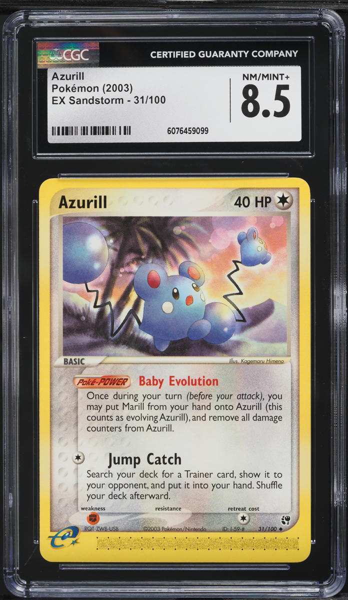2003 Pokemon EX Sandstorm Azurill #31 CGC 8.5 NM-MT+