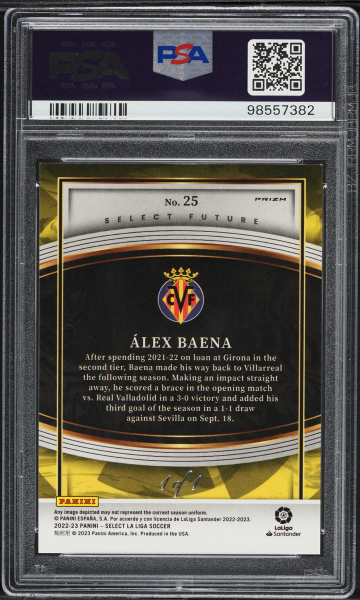 2022 Select La Liga Future Black Alex Baena ROOKIE 1/1 #25 PSA 9 MINT