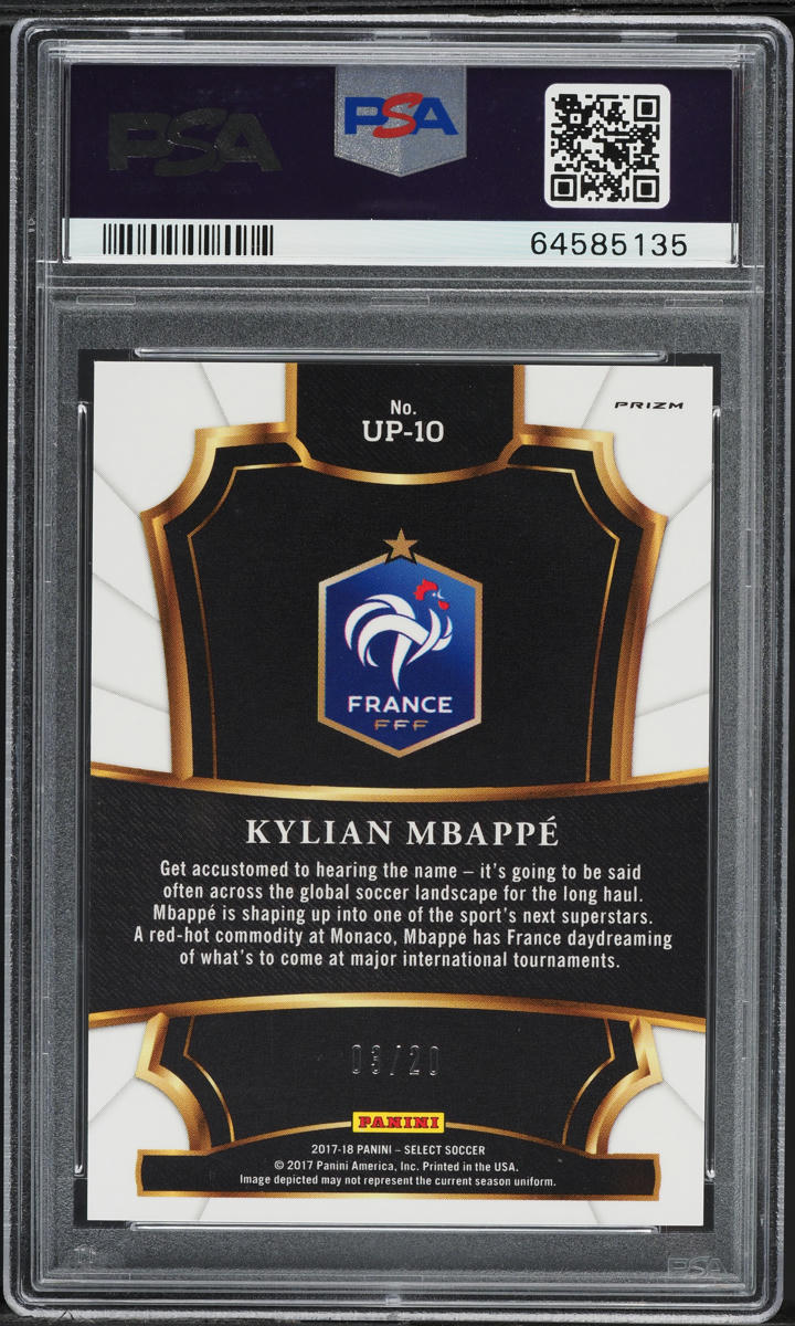 2017 Select Unlimited Potential Camo Kylian Mbappe ROOKIE /20 #UP-10 PSA 9 MINT
