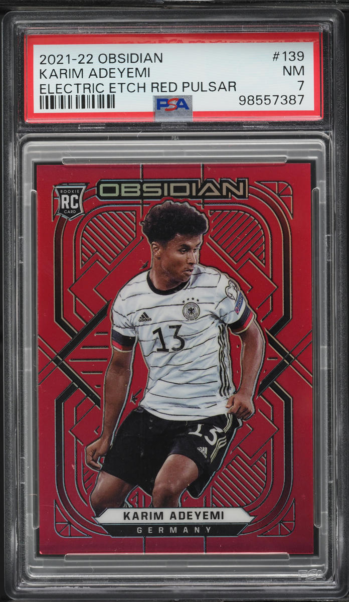 2021 Panini Obsidian E/E Red Pulsar Karim Adeyemi ROOKIE /10 #139 PSA 7 NRMT