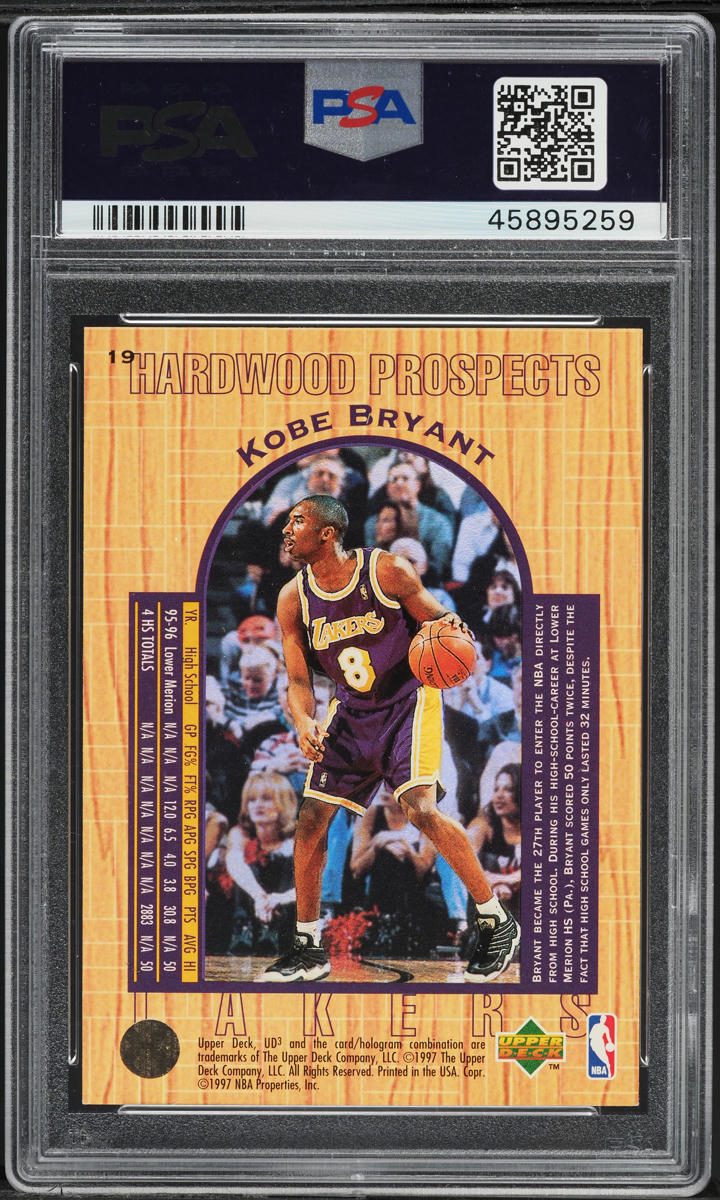 1996 UD3 Basketball Kobe Bryant ROOKIE #19 PSA 9 MINT