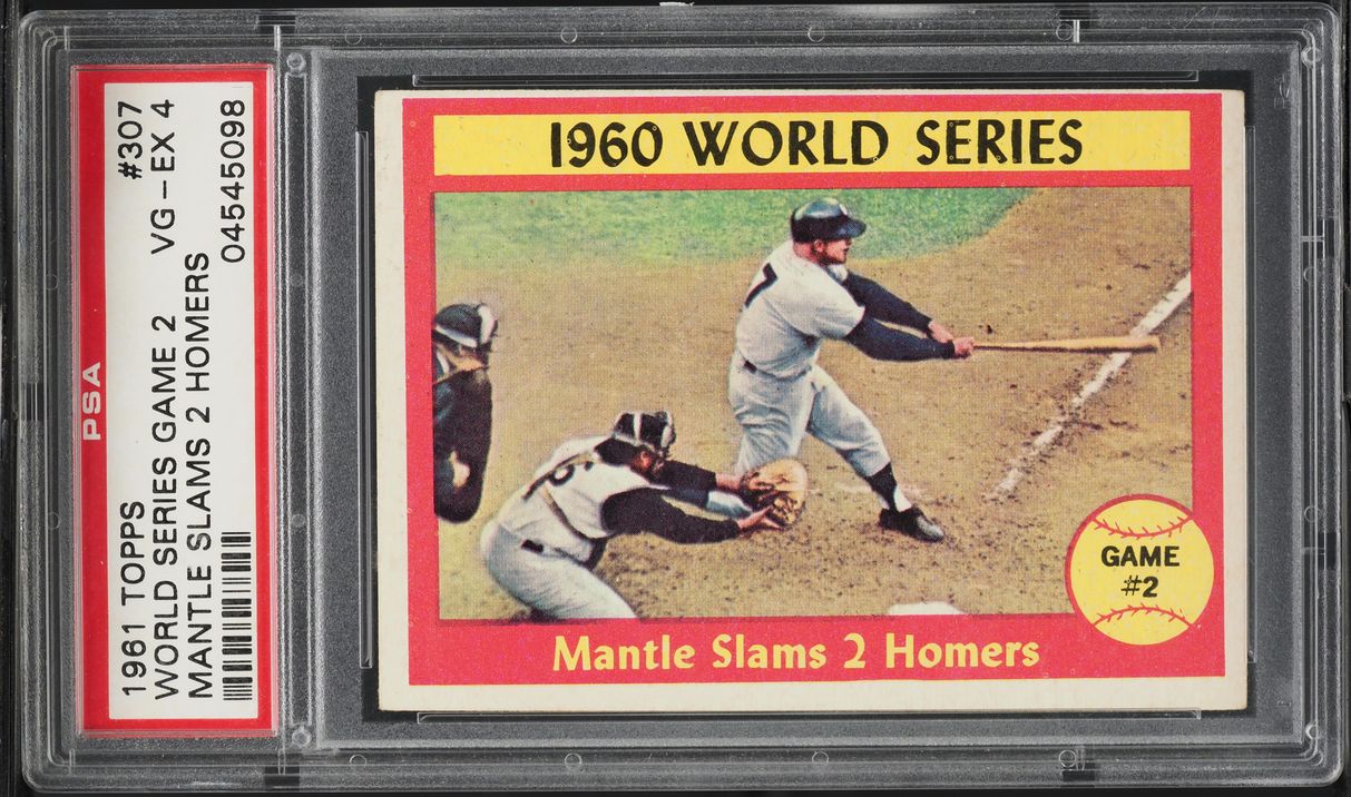 1961 Topps Mickey Mantle WORLD SERIES GAME 2 #307 PSA 4 VGEX
