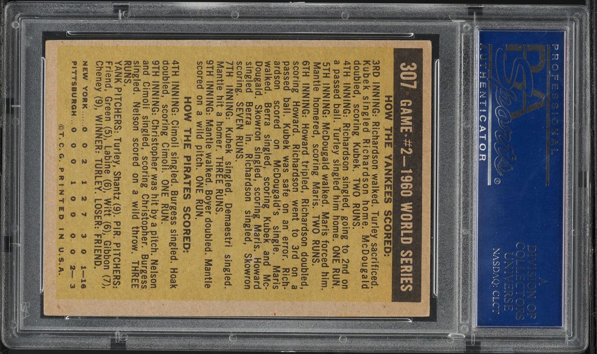 1961 Topps Mickey Mantle WORLD SERIES GAME 2 #307 PSA 4 VGEX