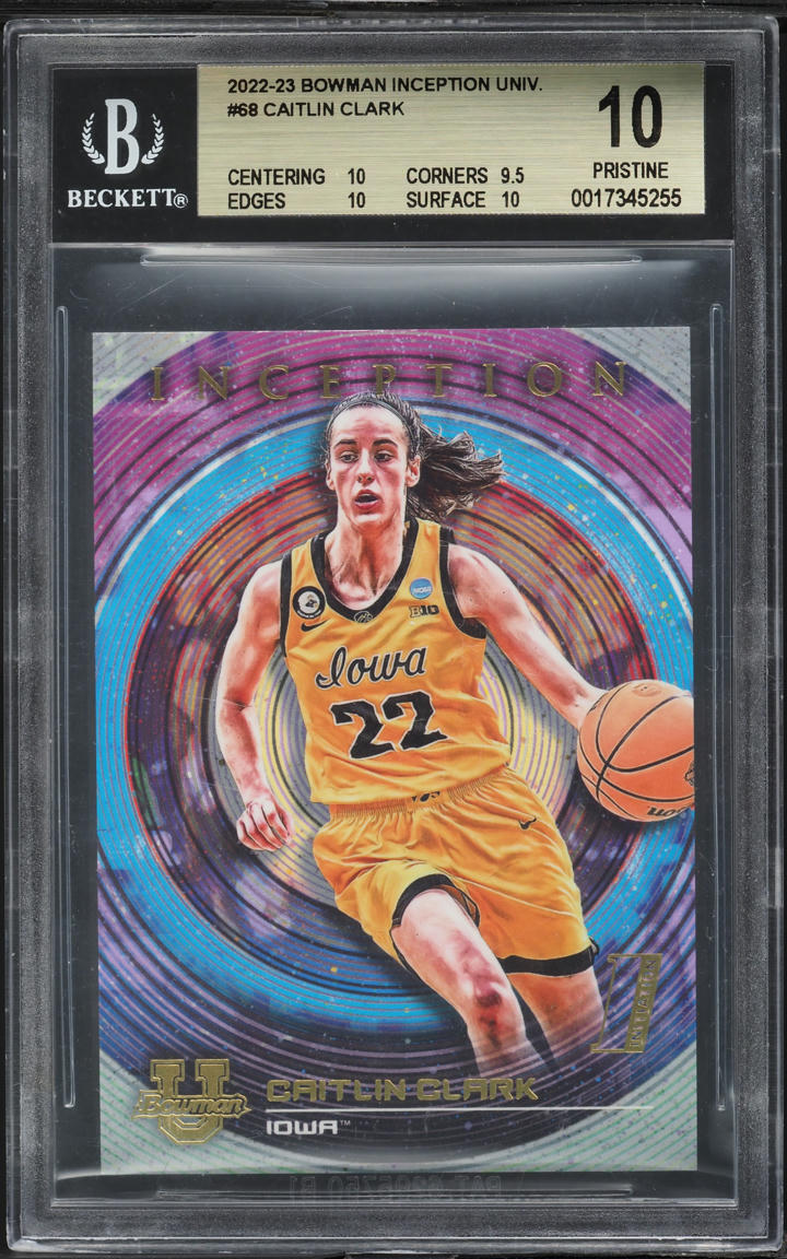 2022 Bowman Inception University Caitlin Clark #68 BGS 10 PRISTINE