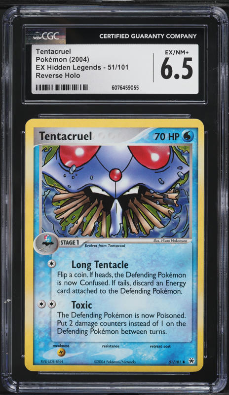 2004 Pokemon EX Hidden Legends Reverse Holo Tentacruel #51 CGC 6.5 EXMT+